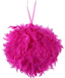 Une boule en plumes rose fuchsia 30cm