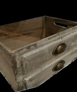 Location une caisse en bois faux tiroirs