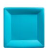20 petites Assiette carrée bleu turquoise en carton 18cm