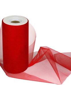 Tulle rouge mariage 25M rouleau 15 cm large