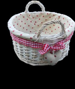 Location corbeille panier rotin tissu lin vichy rouge