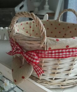 Location corbeille panier rotin tissu lin vichy rouge