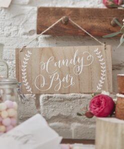 Location La pancarte candy bar en bois écriture calligraphie
