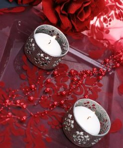 5 guirlandes de perles décoratives rouge 1M30