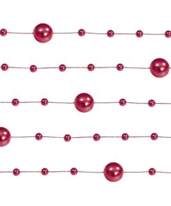 5 guirlandes de perles décoratives rouge 1M30