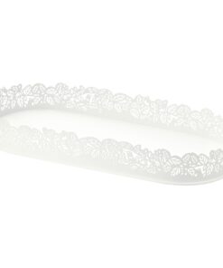 Location plateau oval blanc métal dentelle 35cm