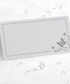 50 Cartes de table papillon blanc argent
