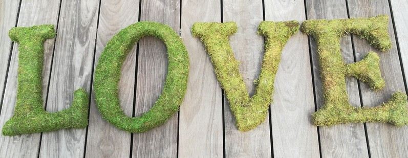 Location lettres LOVE en mousse végétale H30cm Location lettres LOVE en mousse végétale H30cm
