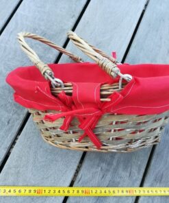 Location corbeille panier rotin tissu rouge uni