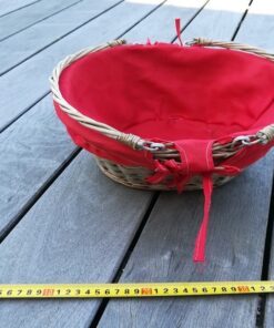Location corbeille panier rotin tissu rouge uni