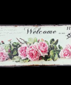 location plaque métal shabby liberty fleur bienvenue