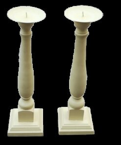 Location duo bougeoir en bois crème ivoire