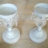 Location 2 bougeoirs shabby chic métal pampille boule verre