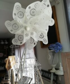 Location 2 piques moulin à vent blanc effet dentelle H112cm