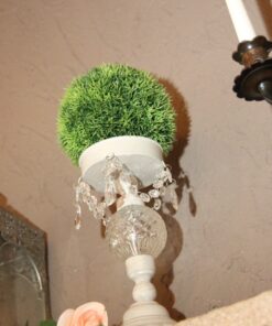 Location 2 bougeoirs shabby chic métal pampille boule verre