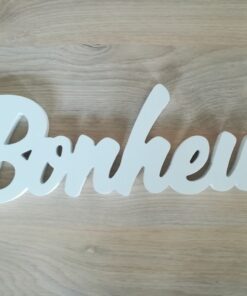 Location lettres BONHEUR en bois blanc