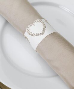 10 ronds de serviette coeur dentelle Ivoire