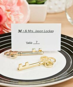 Clé vintage marque table mariage doré gold