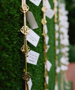 Clé vintage marque table mariage doré gold