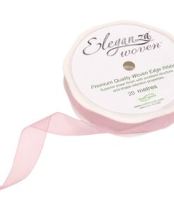 20M ruban rose pâle organza 15mm large