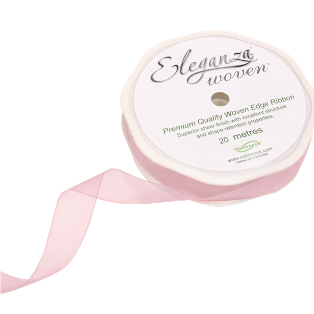 20M ruban rose pâle organza 15mm large 20M ruban rose pâle organza 15mm large