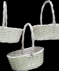 Location 3 panier mariage osier blanc anse