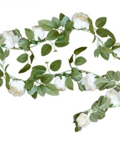 Location guirlande fleurs artificielles roses BLANCHES 2M