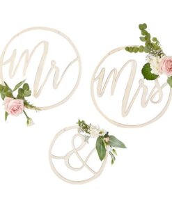 Location cercles bois cerceau Mr & Mrs mariage