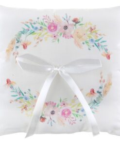 Coussin d'alliances mariage fleuri champêtre bohème