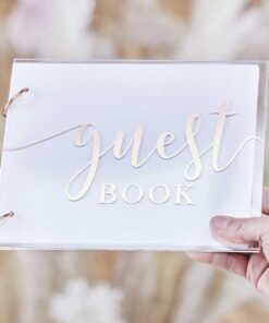 Livre d'or acrylique rosé gold écriture calligraphiée